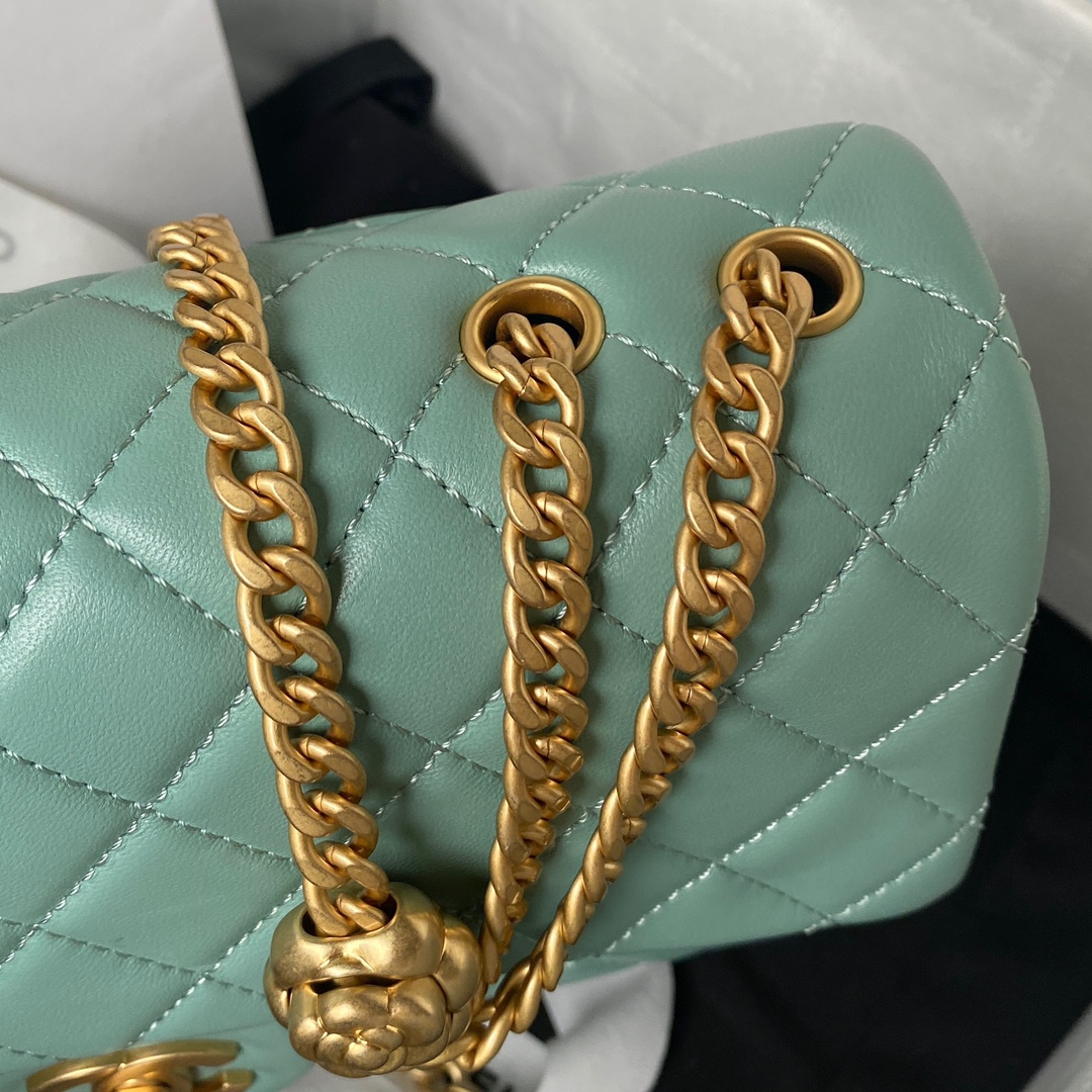 Classic Flap Lambskin Bag AS4046 Aqua Green